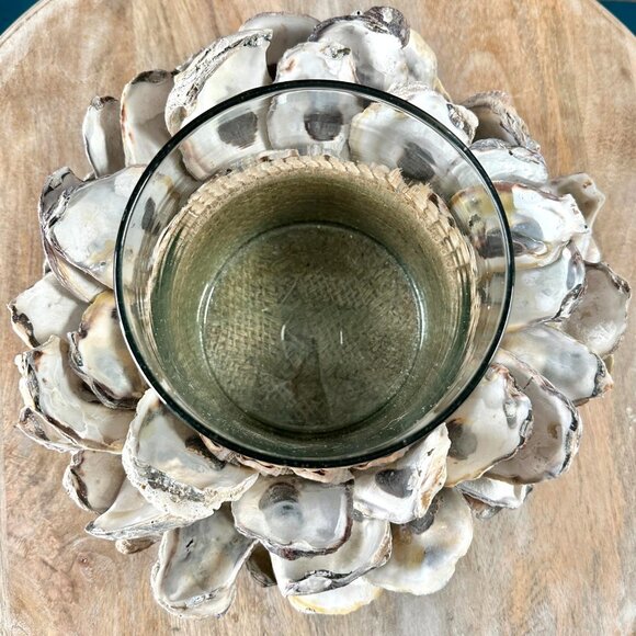 Large Philippines Oyster Shell Seashell Pillar Candle Holder Centerpiece Display - Picture 10 of 12